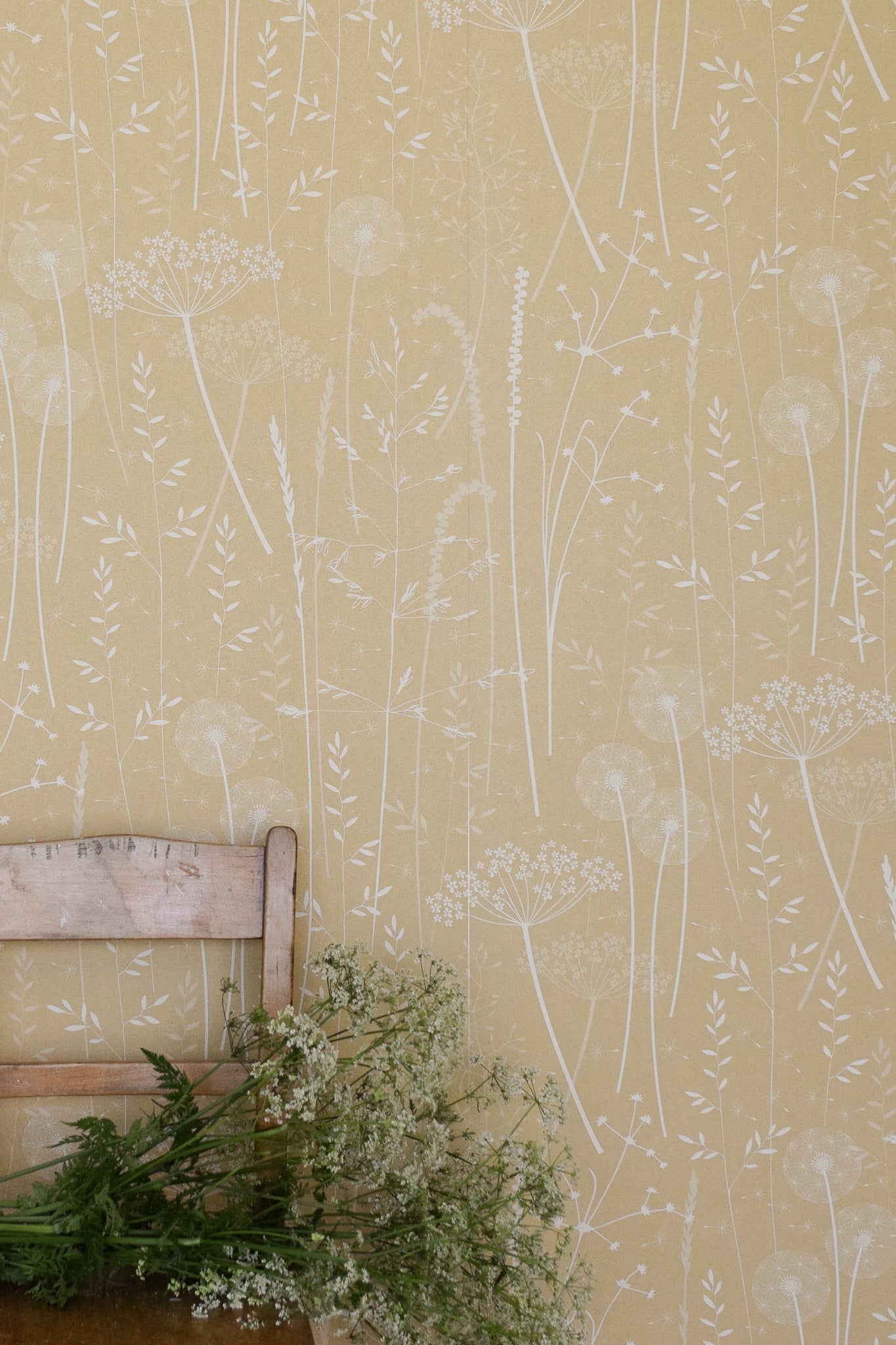 Paper Meadow Wallpaper in Harvest