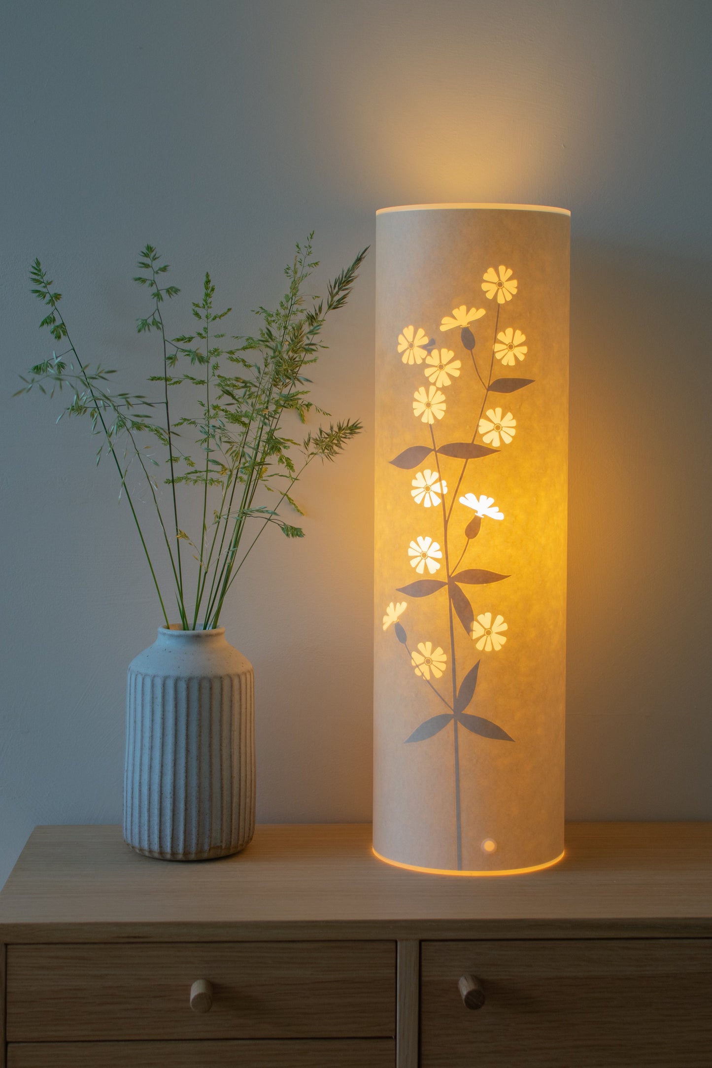 Cylindrical White Campion Table Lamp