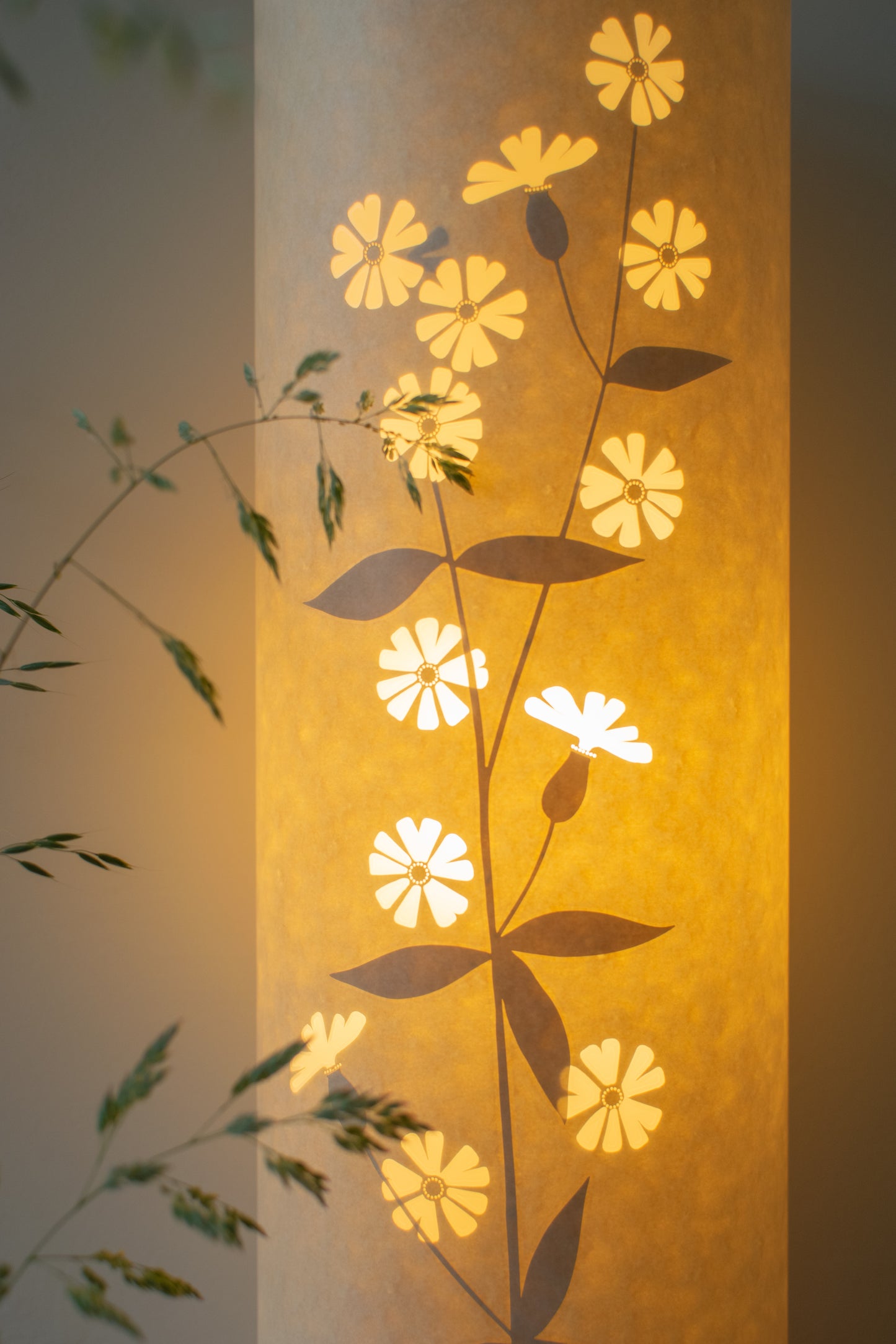 Cylindrical White Campion Table Lamp