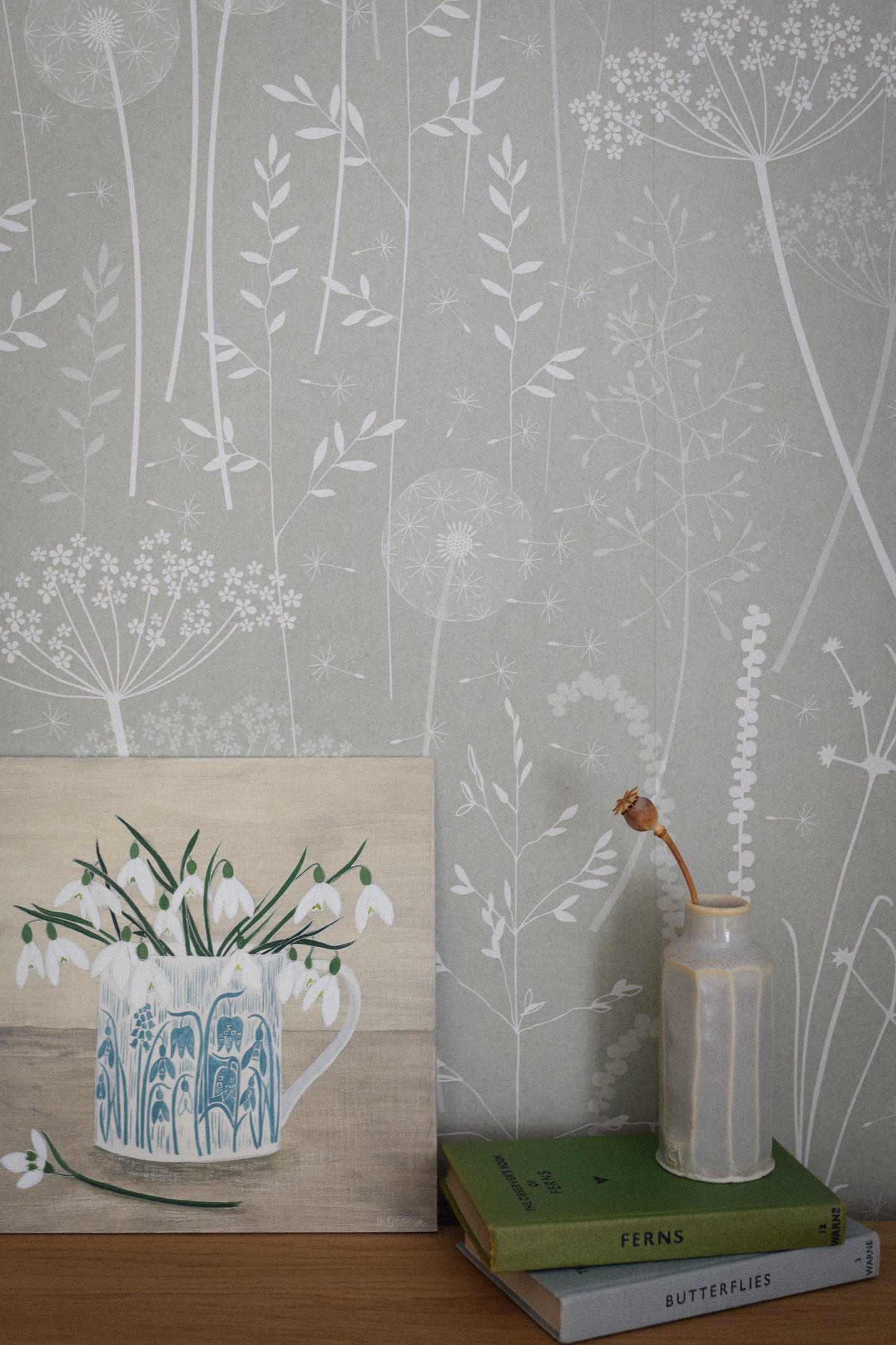 Paper Meadow Wallpaper in Brume