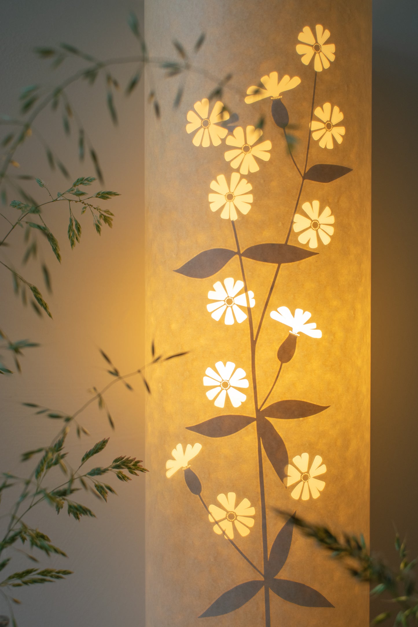 Cylindrical White Campion Table Lamp