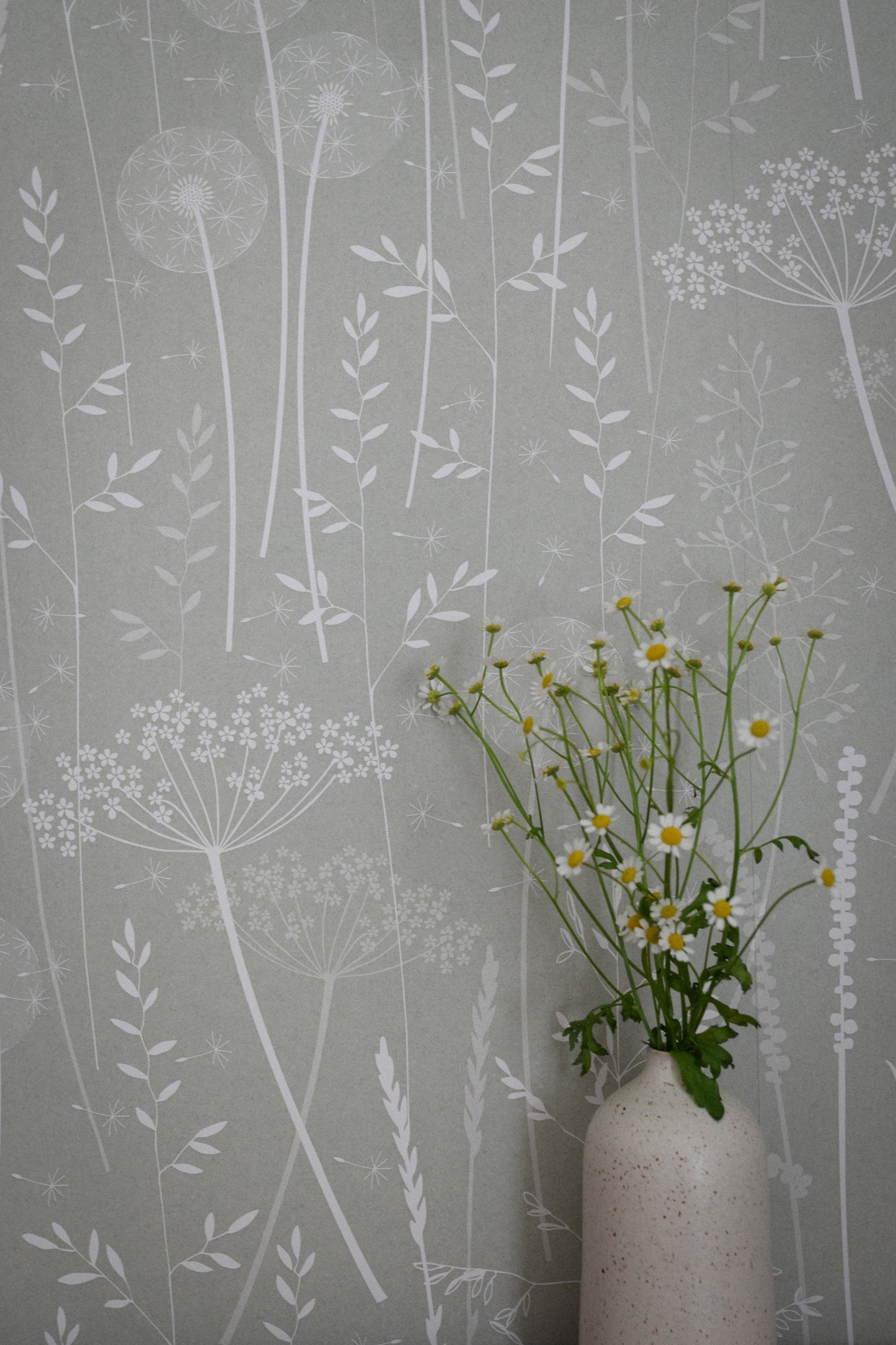 Paper Meadow Wallpaper in Brume