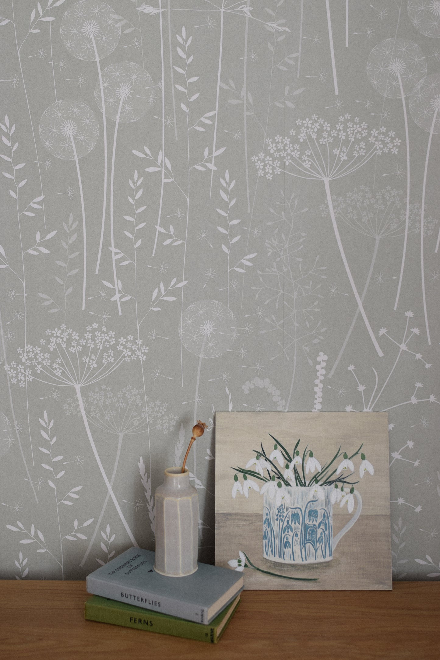 Paper Meadow Wallpaper in Brume