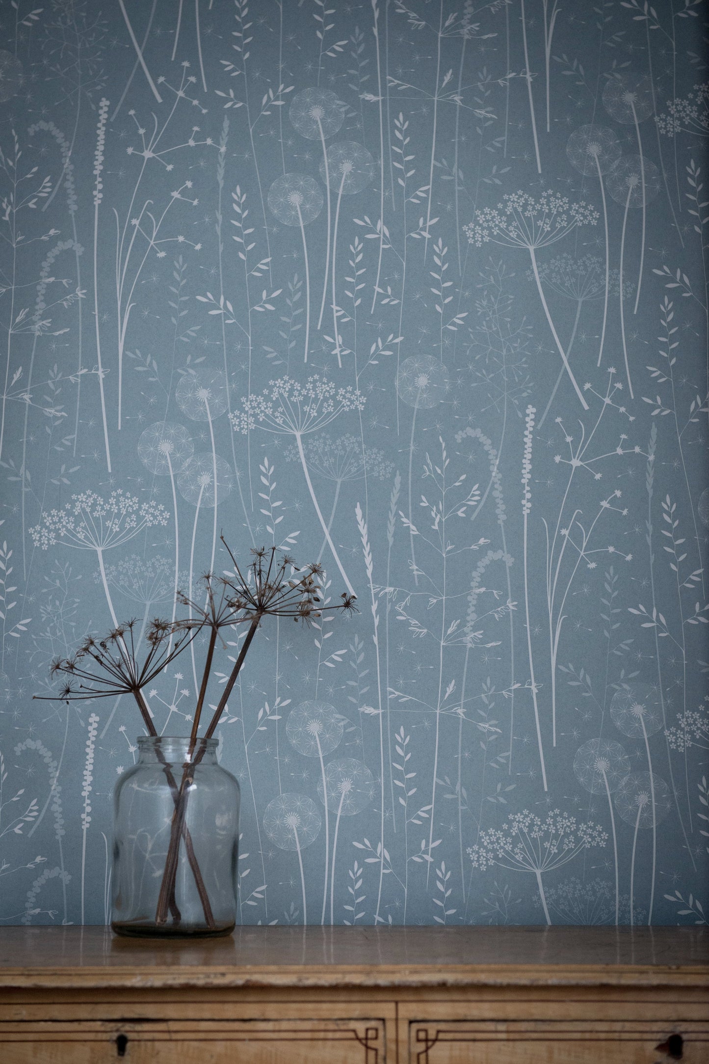 Paper Meadow Wallpaper in Teal