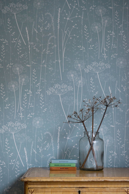 Paper Meadow Wallpaper in Teal