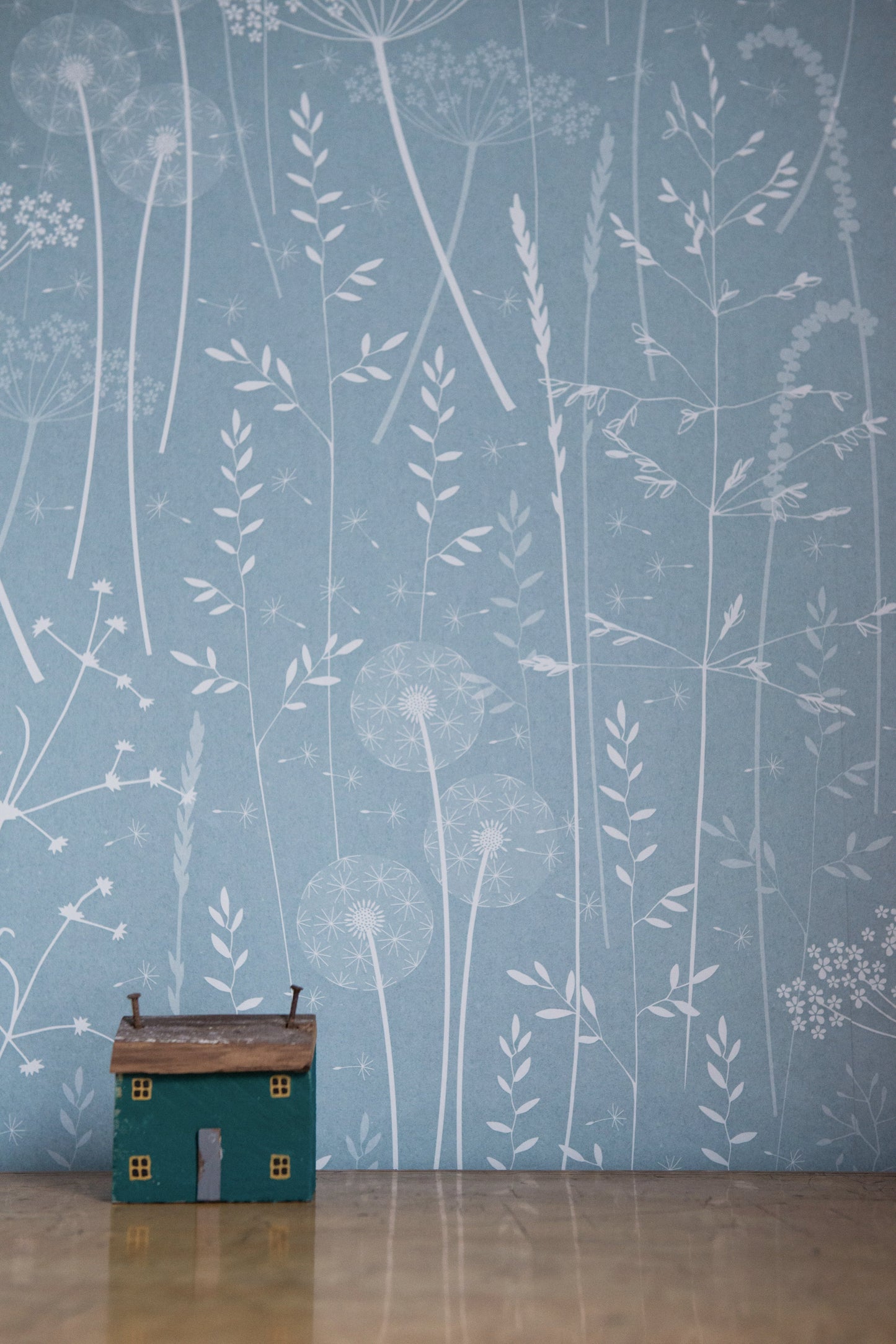 Paper Meadow Wallpaper in Teal