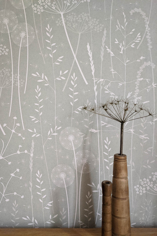 Paper Meadow Wallpaper in Brume