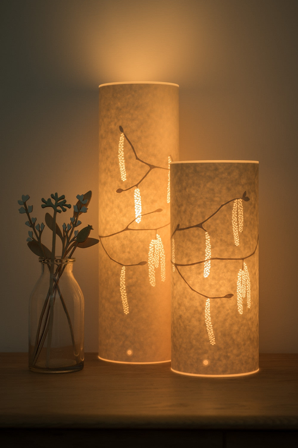 Cylindrical Hazel Catkins Table Lamp