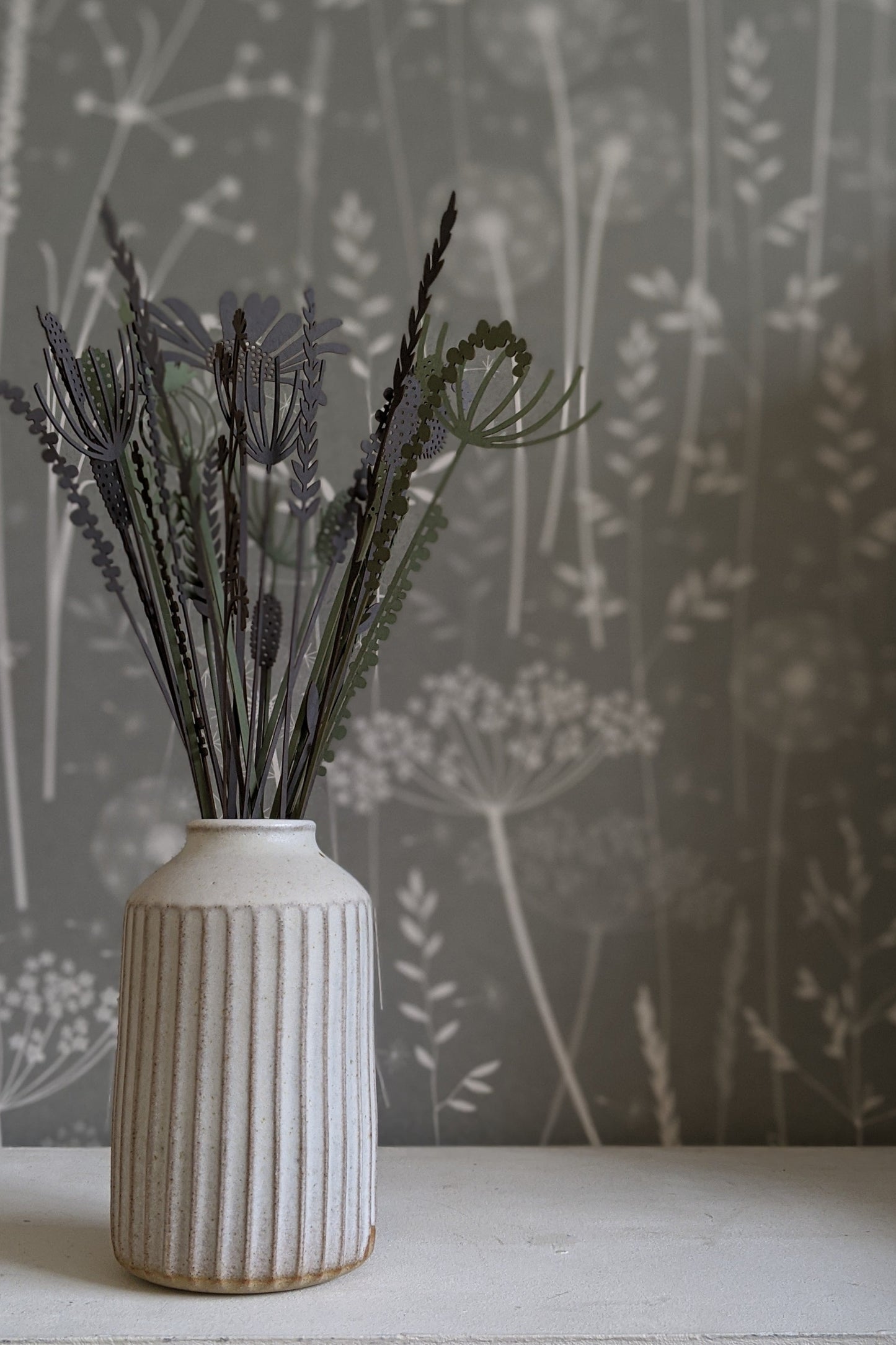 Paper Meadow Wallpaper in Charcoal