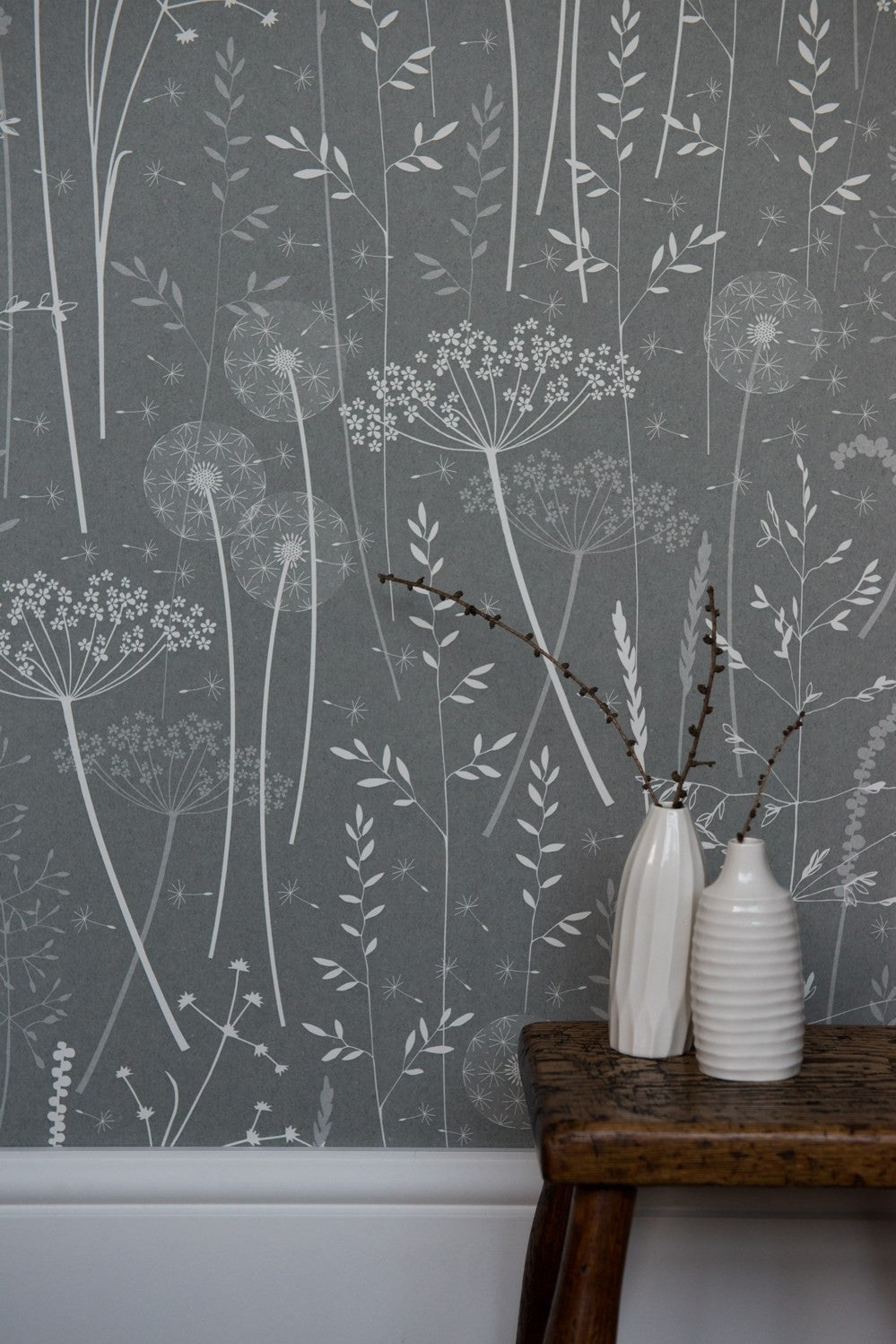 Paper Meadow Wallpaper in Charcoal