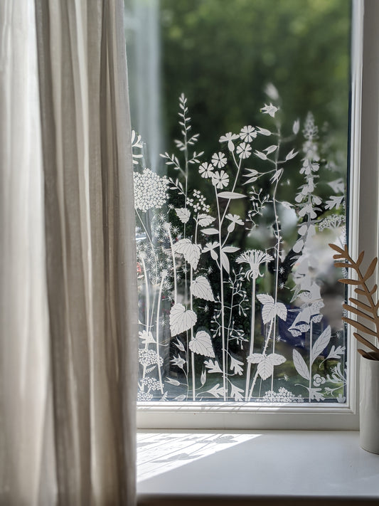 Hedgerow window film 'frost on clear'