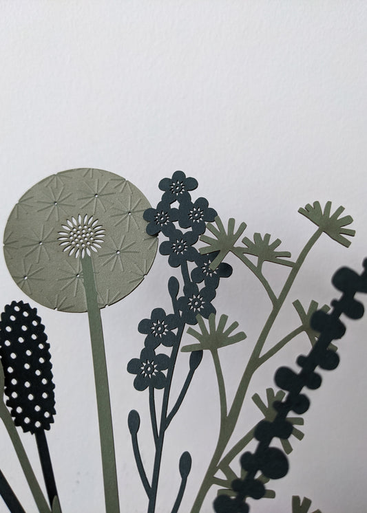 Blue & green meadow posy