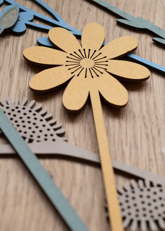 yellow laser cut flower