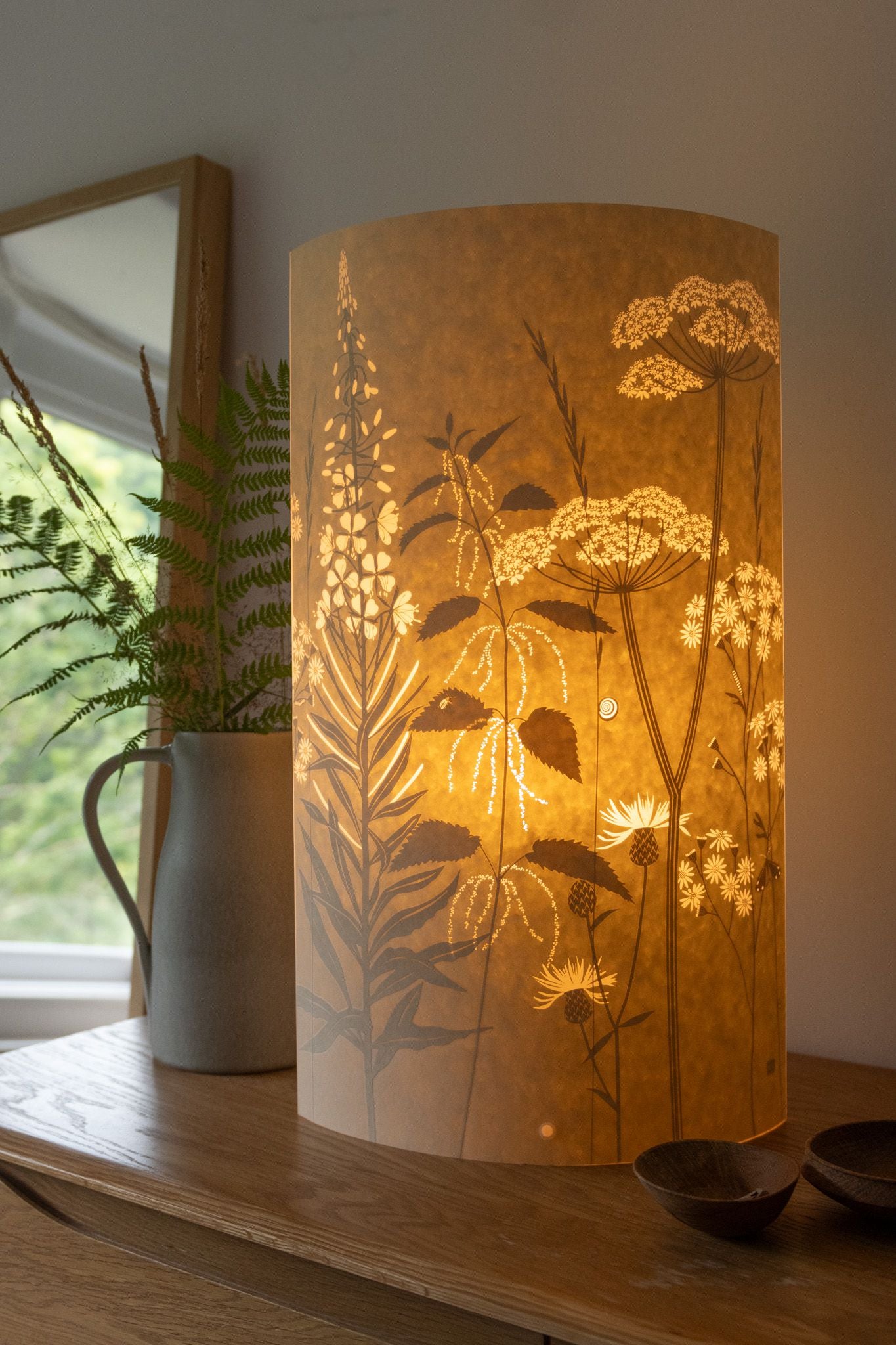 Feature Lamp glowing parchment paper feature lamps with cut out nature designs ...