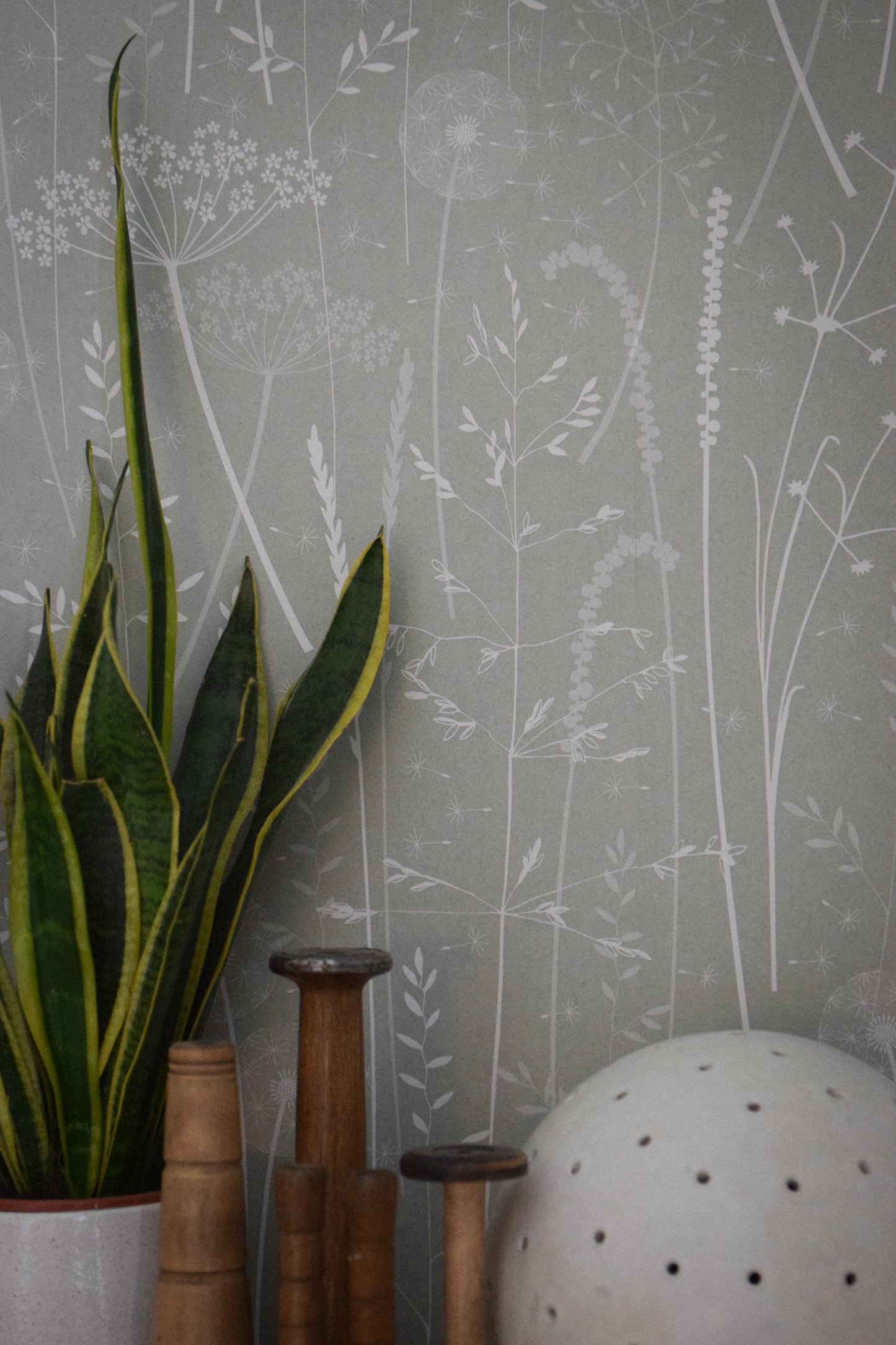 Paper Meadow Wallpaper in Brume