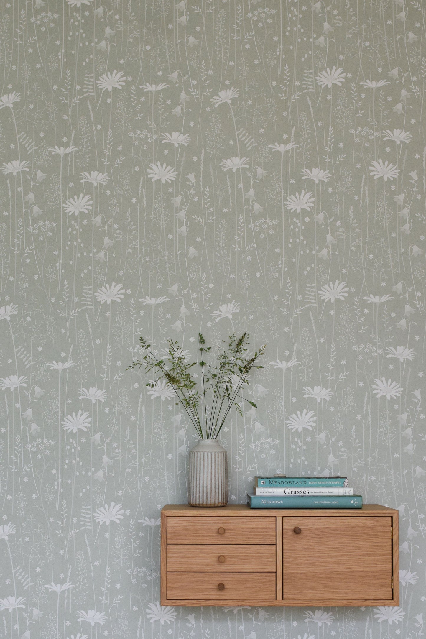 Daisy Meadow Wallpaper in Sage