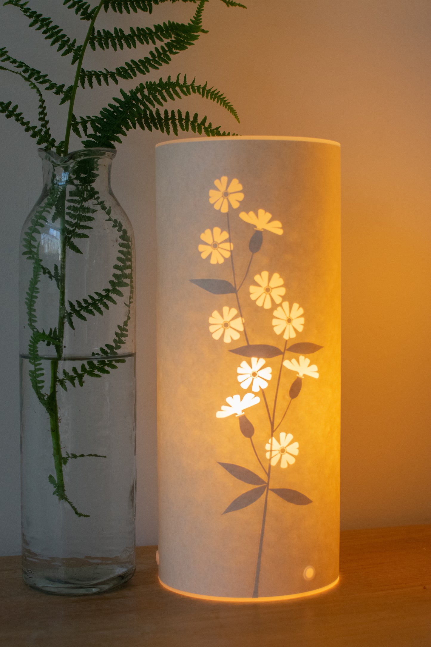 Cylindrical White Campion Table Lamp