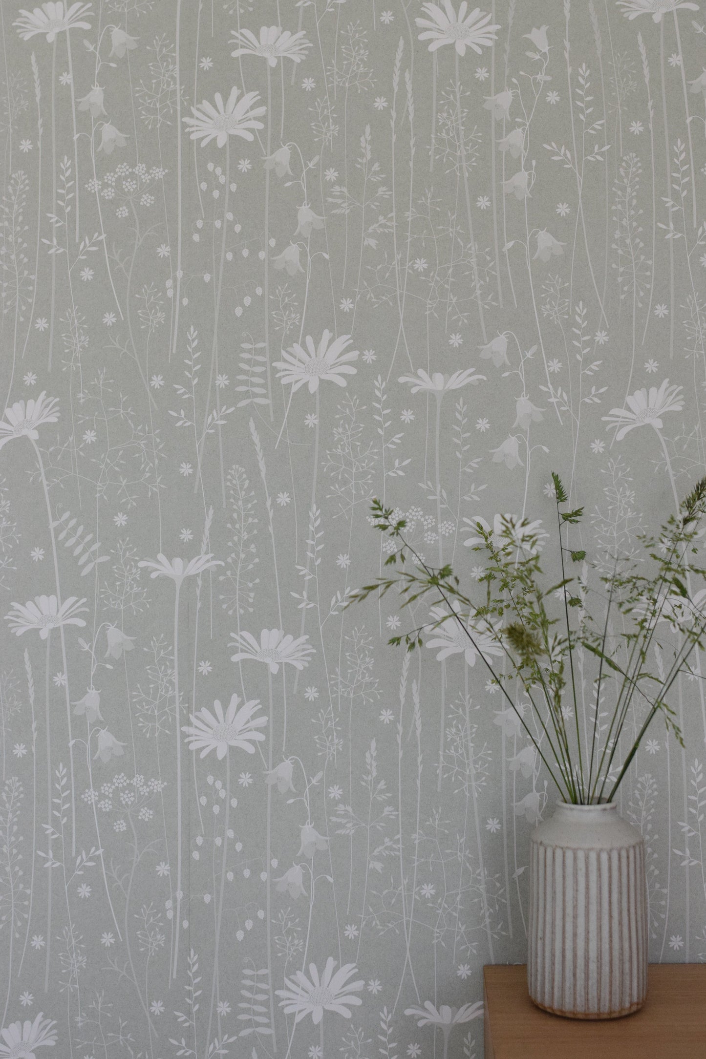 Daisy Meadow Wallpaper in Sage