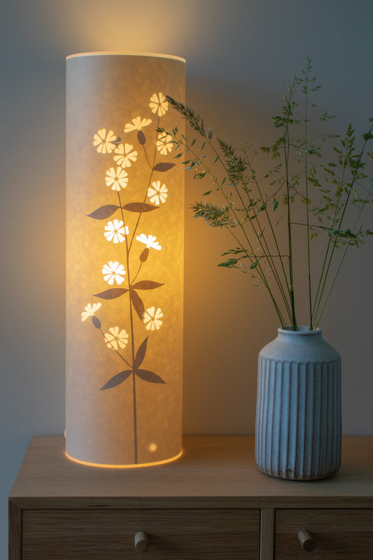 Cylindrical White Campion Table Lamp