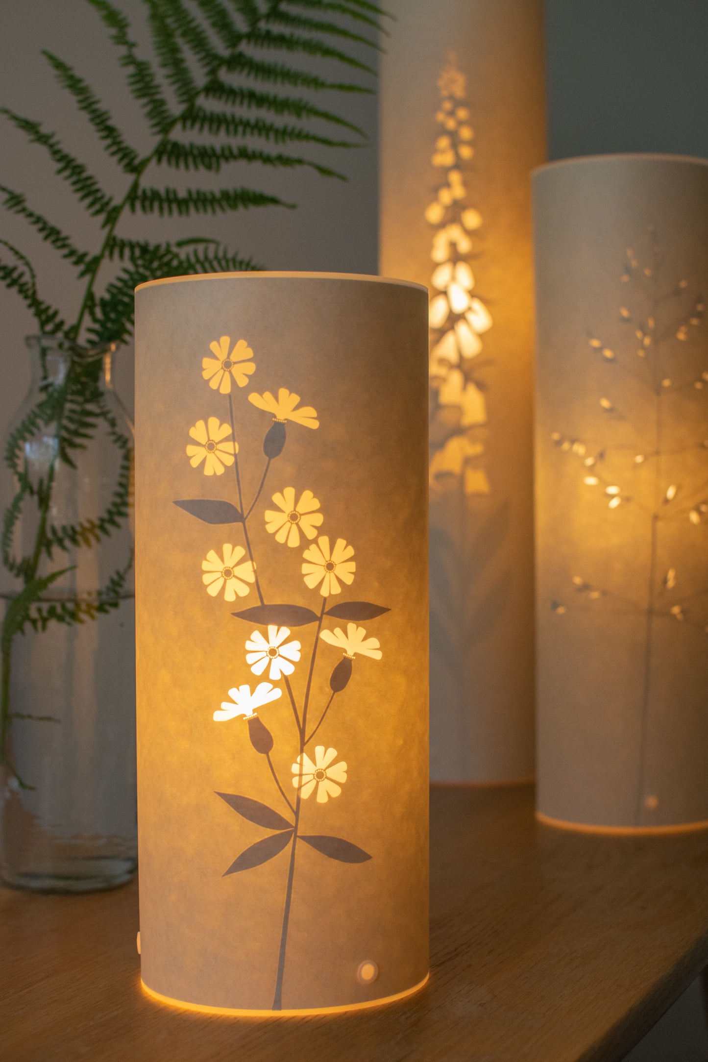 Cylindrical White Campion Table Lamp