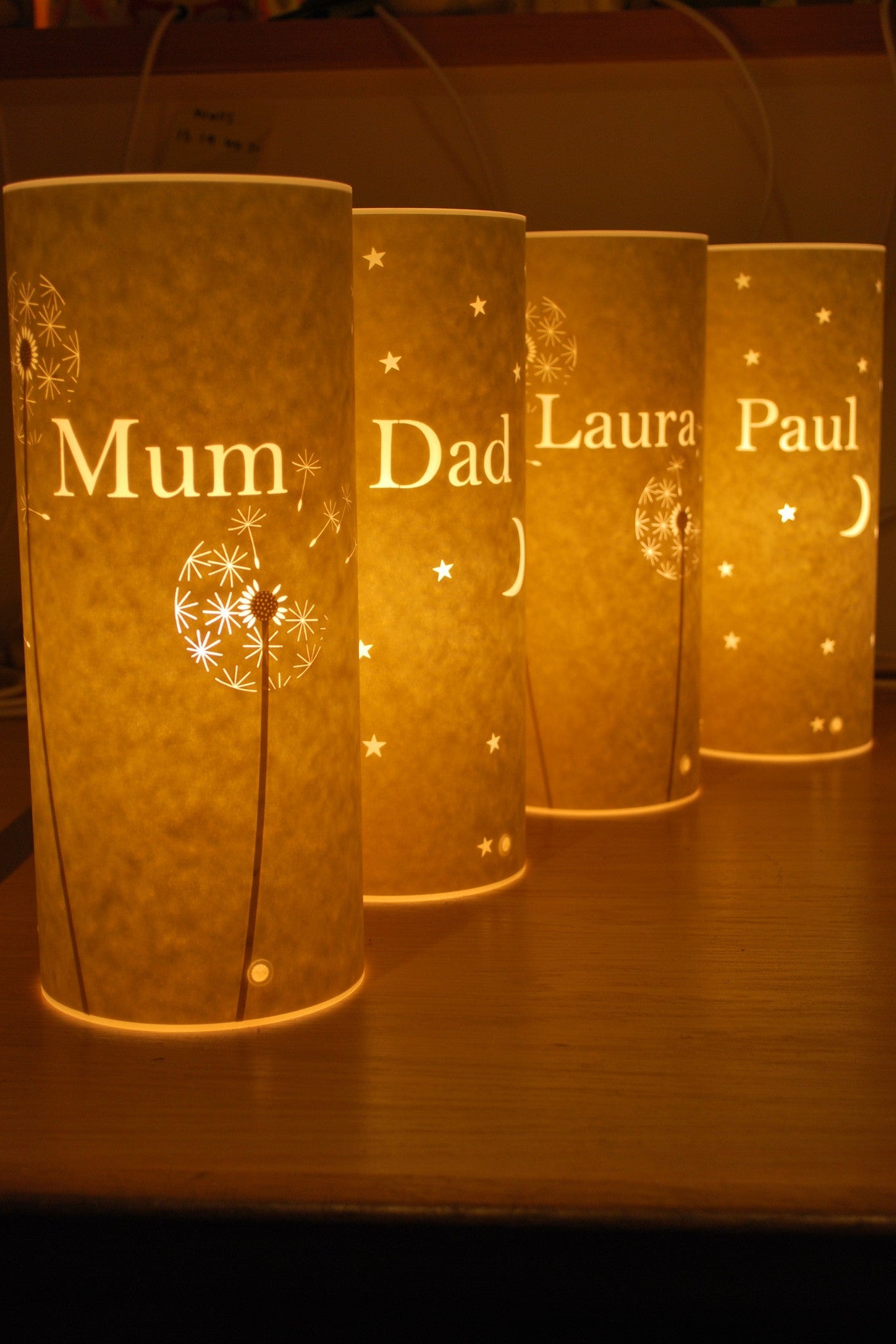 Dandelion Clocks Personalised Table Lamp