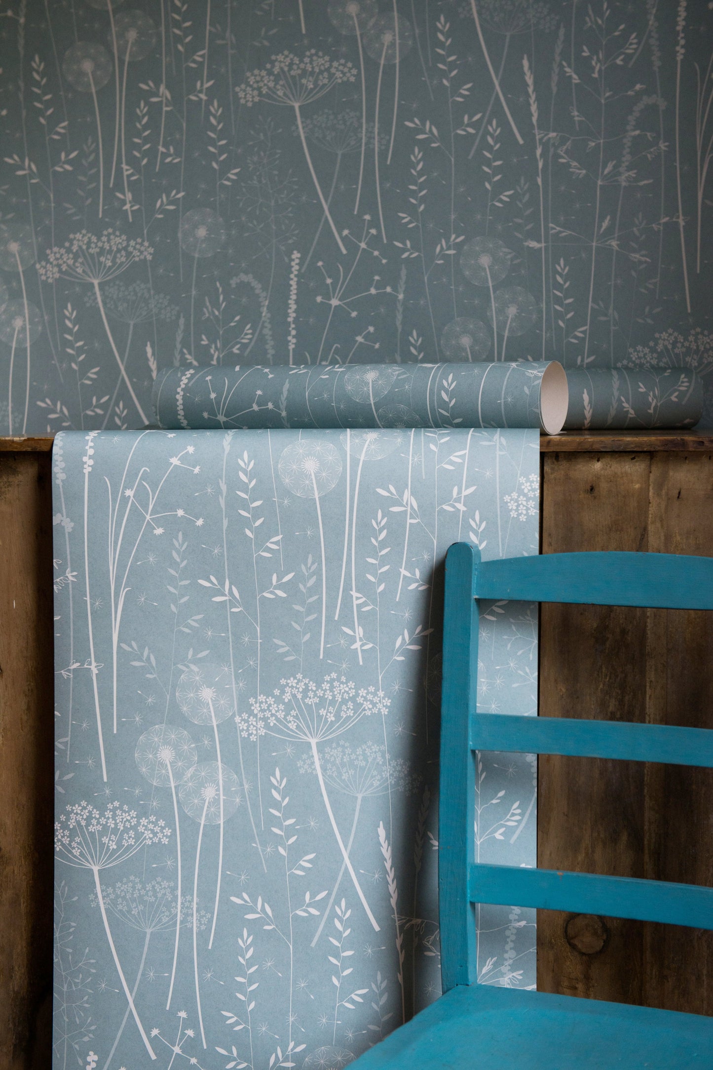 Paper Meadow Wallpaper in Teal