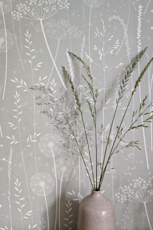 Paper Meadow Wallpaper in Brume