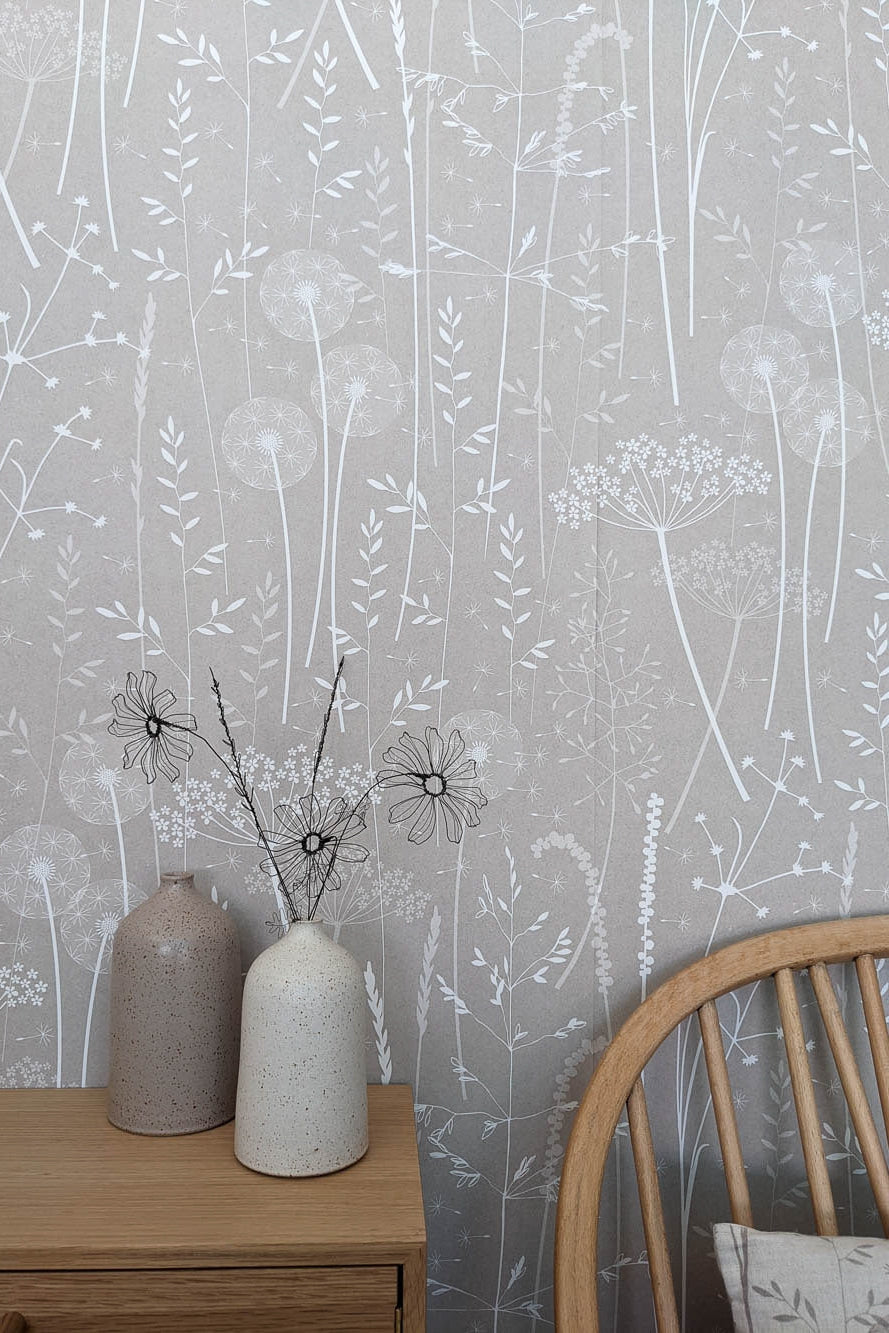 Paper Meadow Wallpaper in Mallow