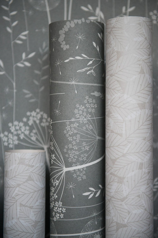 Paper Meadow Wallpaper in Charcoal last two rolls of BATCH G