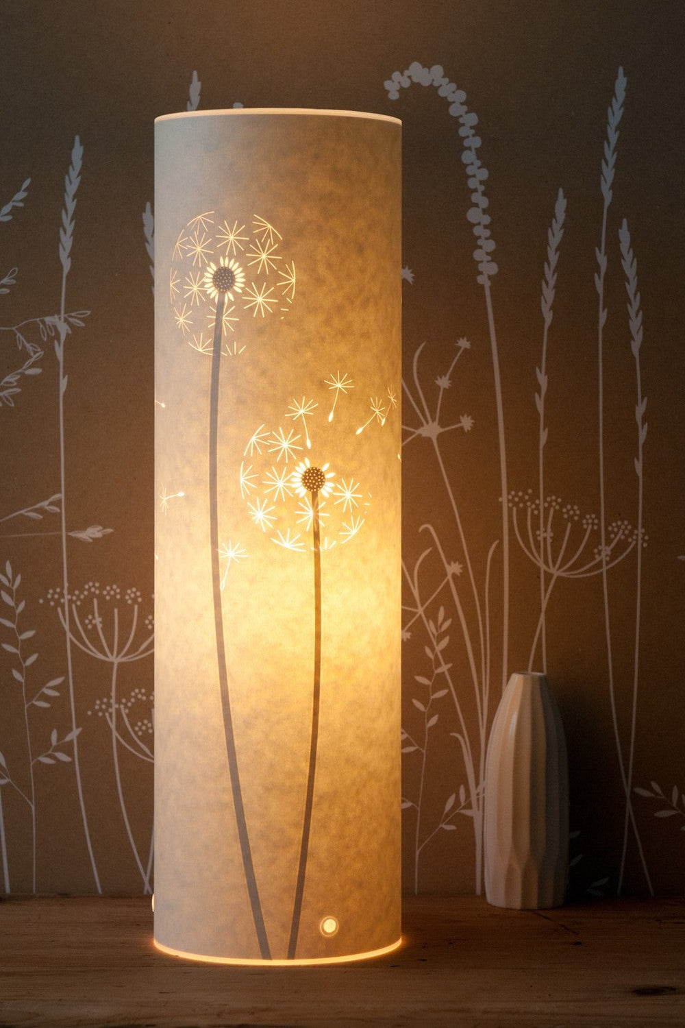 Cylindrical Dandelion Clock Table Lamp